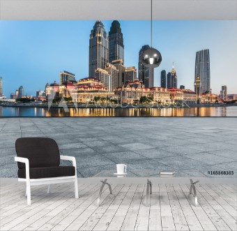 Picture of Tianjin city waterfront downtown skyline with Haihe riverChina